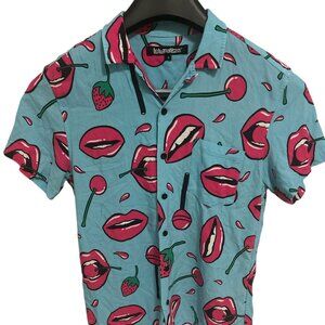 Lollapaloza Button Down Short Sleeve Graphic Print Shirt Size Small